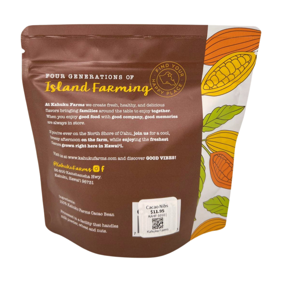 Pop-Up Mākeke - Kahuku Farms - Cacao Nibs - Front View