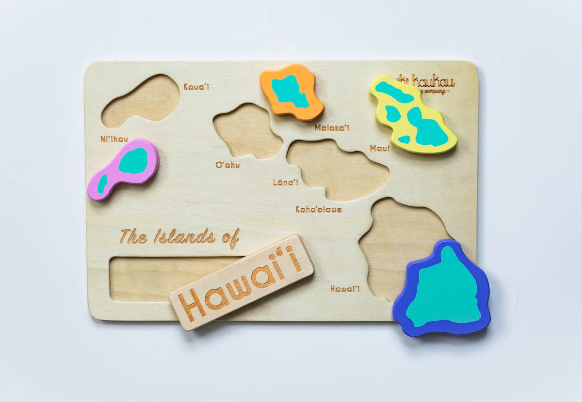 Pop-Up Mākeke - Keiki Kaukau - Hawaiian Islands Chunky Wood Puzzle - Front View