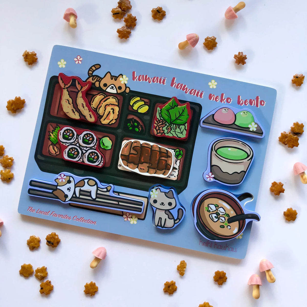 Pop-Up Mākeke - Keiki Kaukau - Japanese Bento Chunky Wood Puzzle - Front View