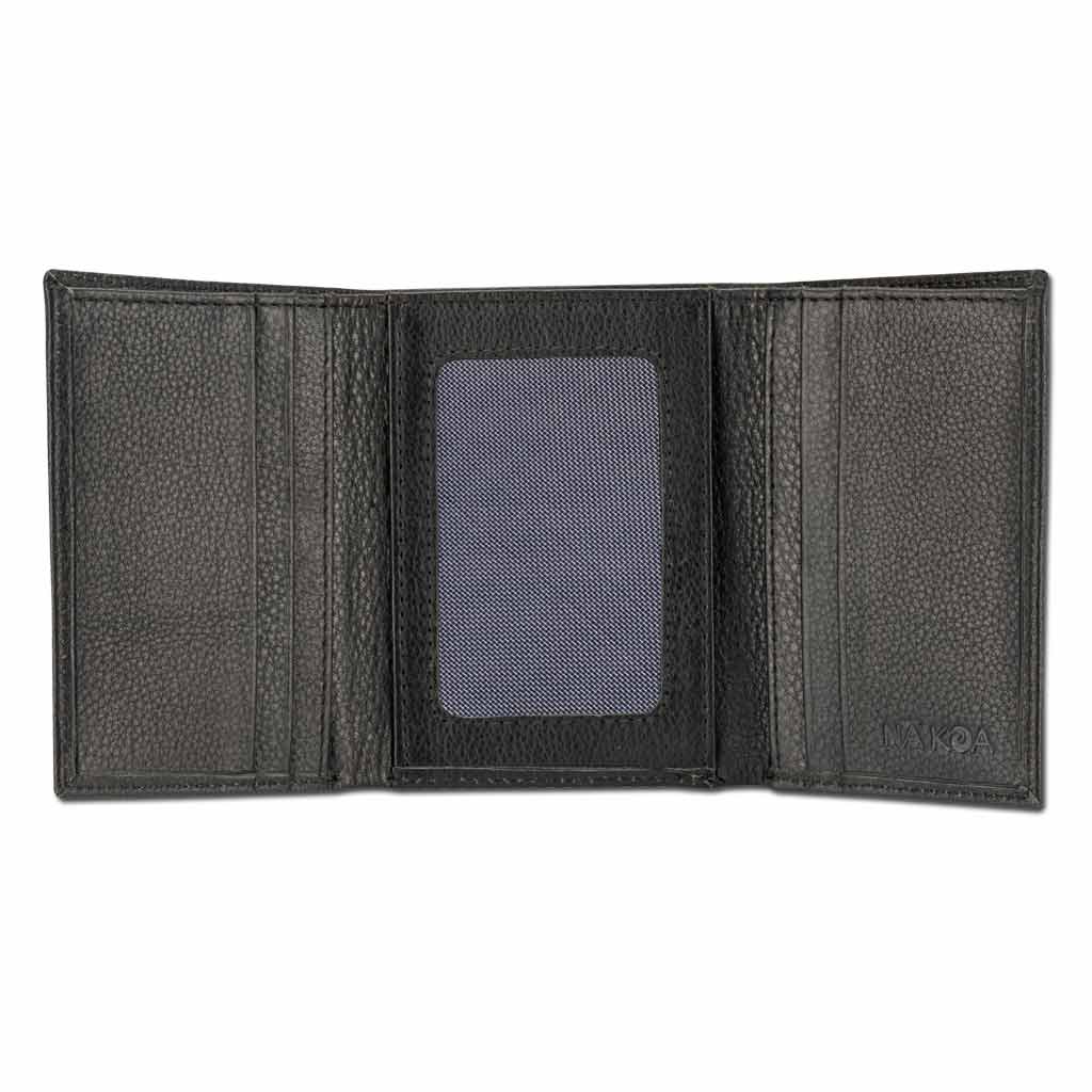 Pop-Up Mākeke - Na Koa - Polynesian Tattoo Trifold Leather Wallet - Green