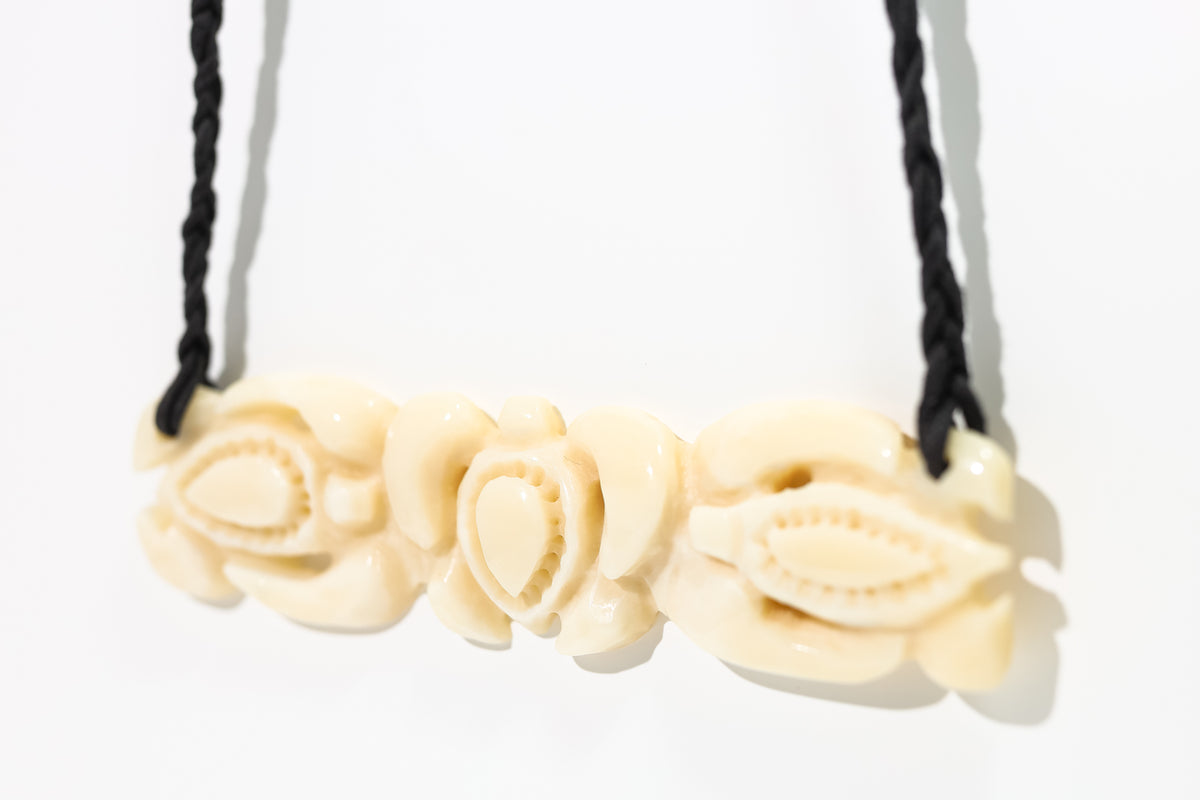 Carved Bone Honu Ekolu Pendant