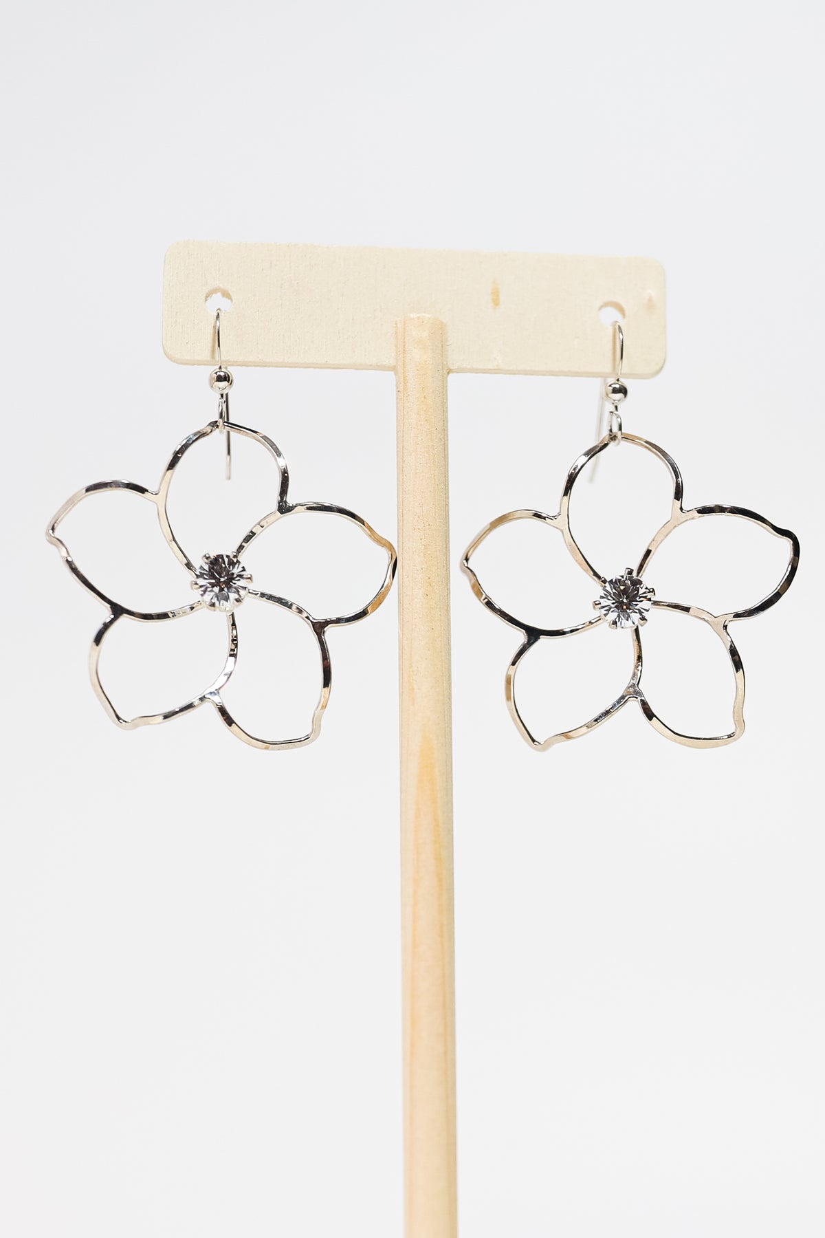Plumeria Diamond Zirconia Sterling Silver Earring