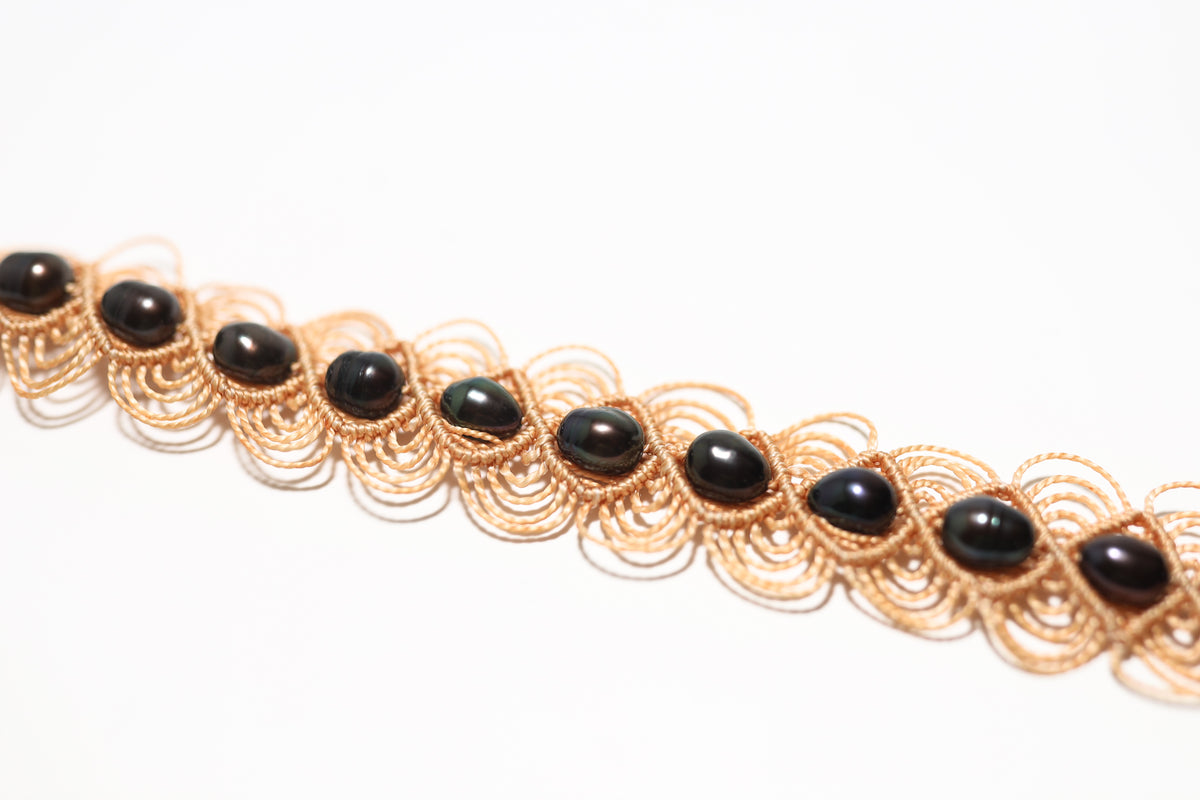 FW Pearl full Woven Pearl Cordage Choker