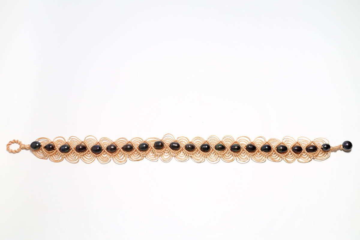 FW Pearl full Woven Pearl Cordage Choker