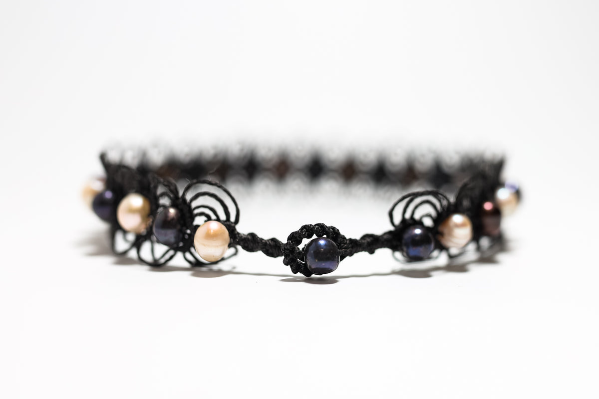 FW Pearl full Woven Pearl Cordage Choker