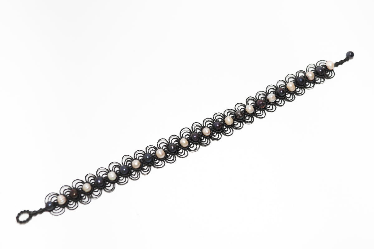 FW Pearl full Woven Pearl Cordage Choker