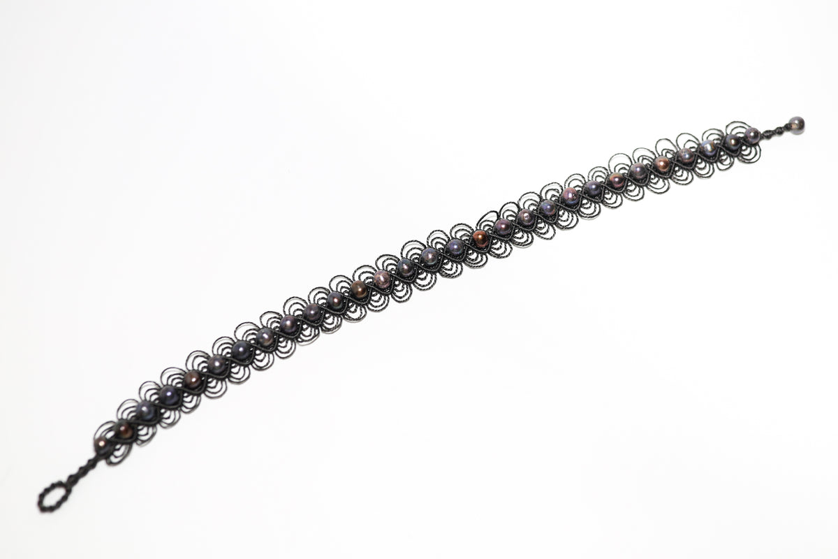 FW Pearl full Woven Pearl Cordage Choker