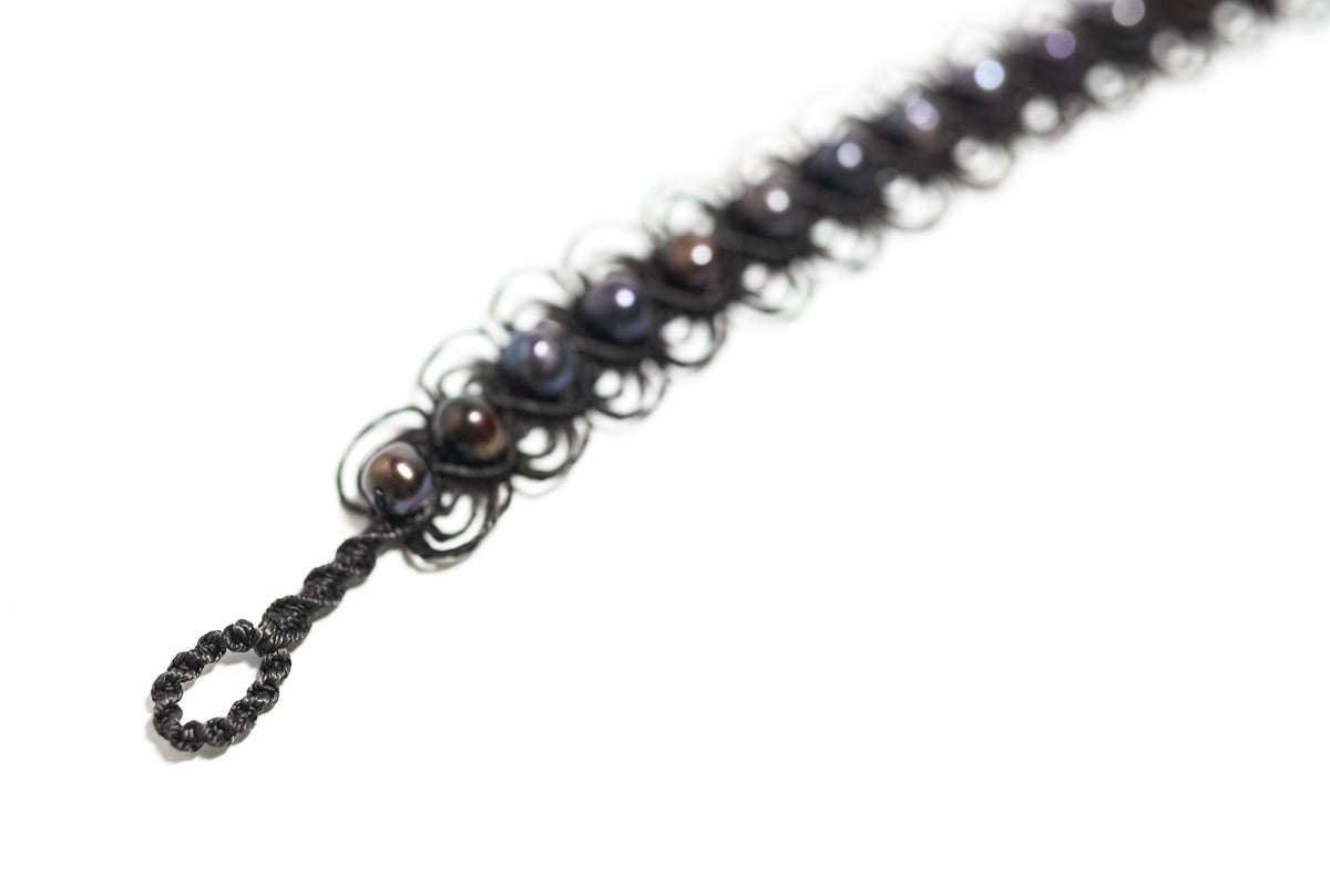 FW Pearl full Woven Pearl Cordage Choker