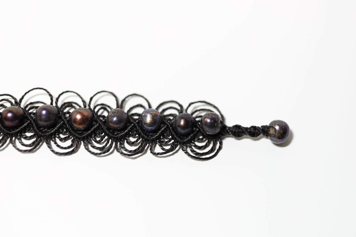 FW Pearl full Woven Pearl Cordage Choker