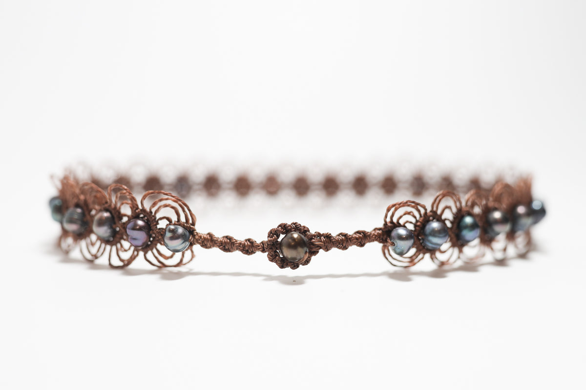 FW Pearl full Woven Pearl Cordage Choker