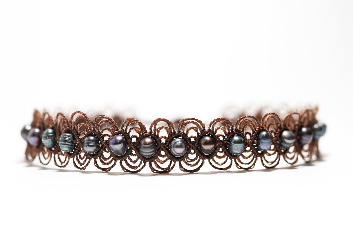 FW Pearl full Woven Pearl Cordage Choker