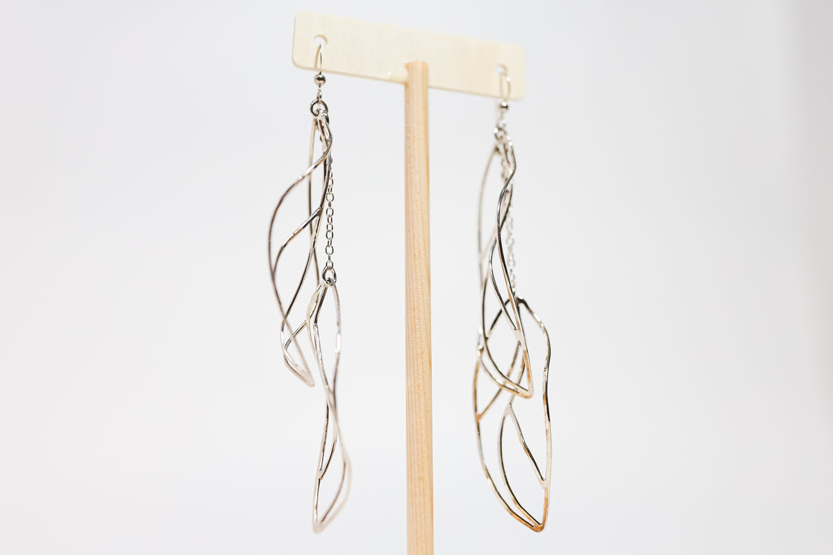 Maile Double Leaf Sterling Silver Earring