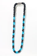 Matte Aqua Blue with Gun Metal Grey Segmented Dragon Scale Necklace Lei - 30"/31"