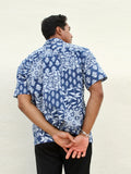 Men's Aloha Short Sleeve Shirt - Moana in Indigo & White