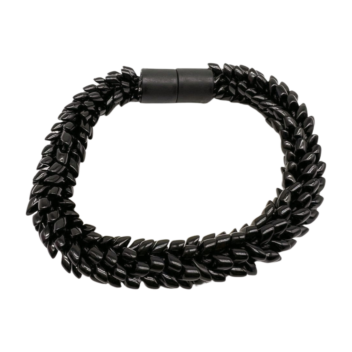 Bracelet - Black Glossy Scales - 7.5"- 7.75" (Large)