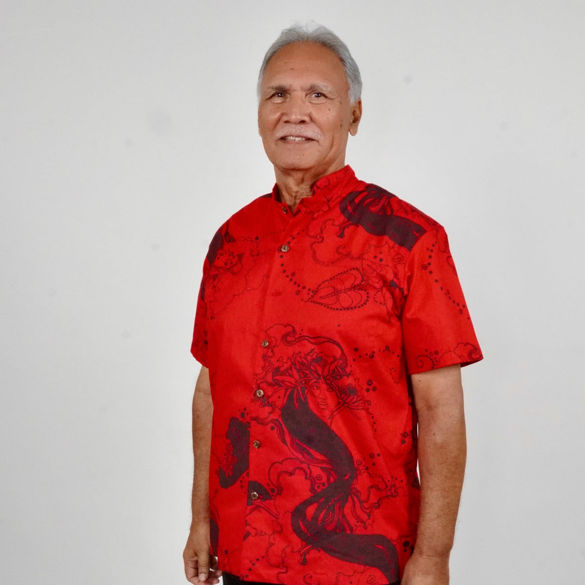 Pull Over Aloha Shirt | Dream Ladies | Black on Red