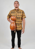 Pull Over Aloha Shirt | Male Hula Dancer | Black on Coffee