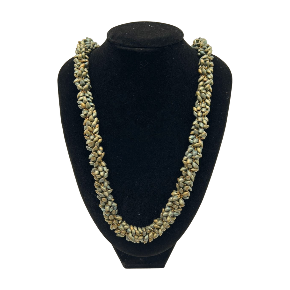 Matte Green Patina Metallic Dragon Scales Lei - 30"