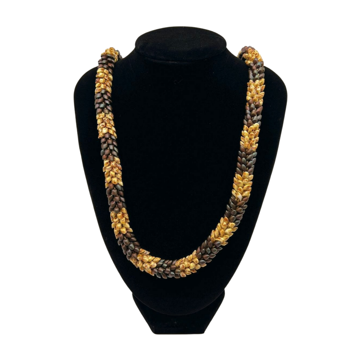 Metallic Brown with Yellow Picasso Dragon Scales Necklace - 29"/30"