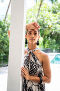 Nenele'a Halter Dress - Black & Silver Sand