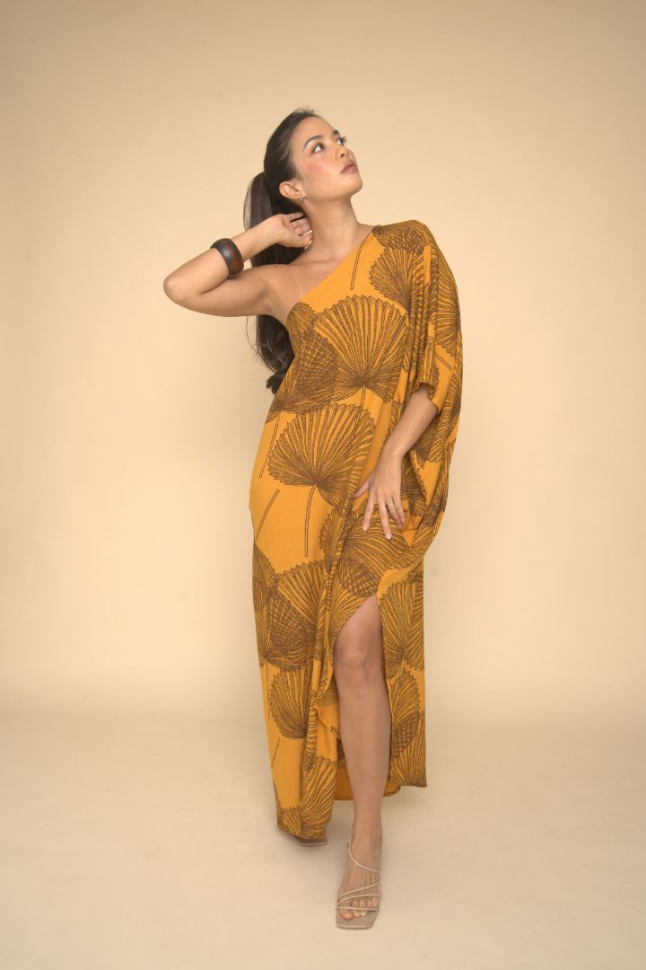 Palama Hau One Shoulder Maxi Dress - Mustard