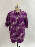 Pull Over Aloha Shirt | Gardenia Kiele | Cream on Purple