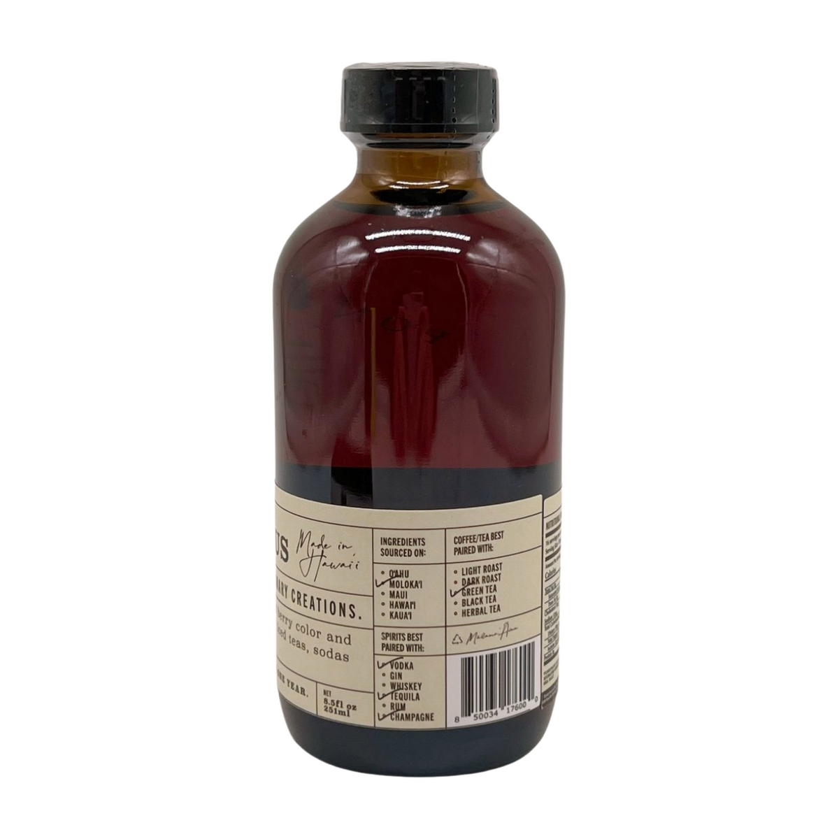 Pop-Up Mākeke - Pono Potions - Molokaʻi Hibiscus Grenadine - Side #1
