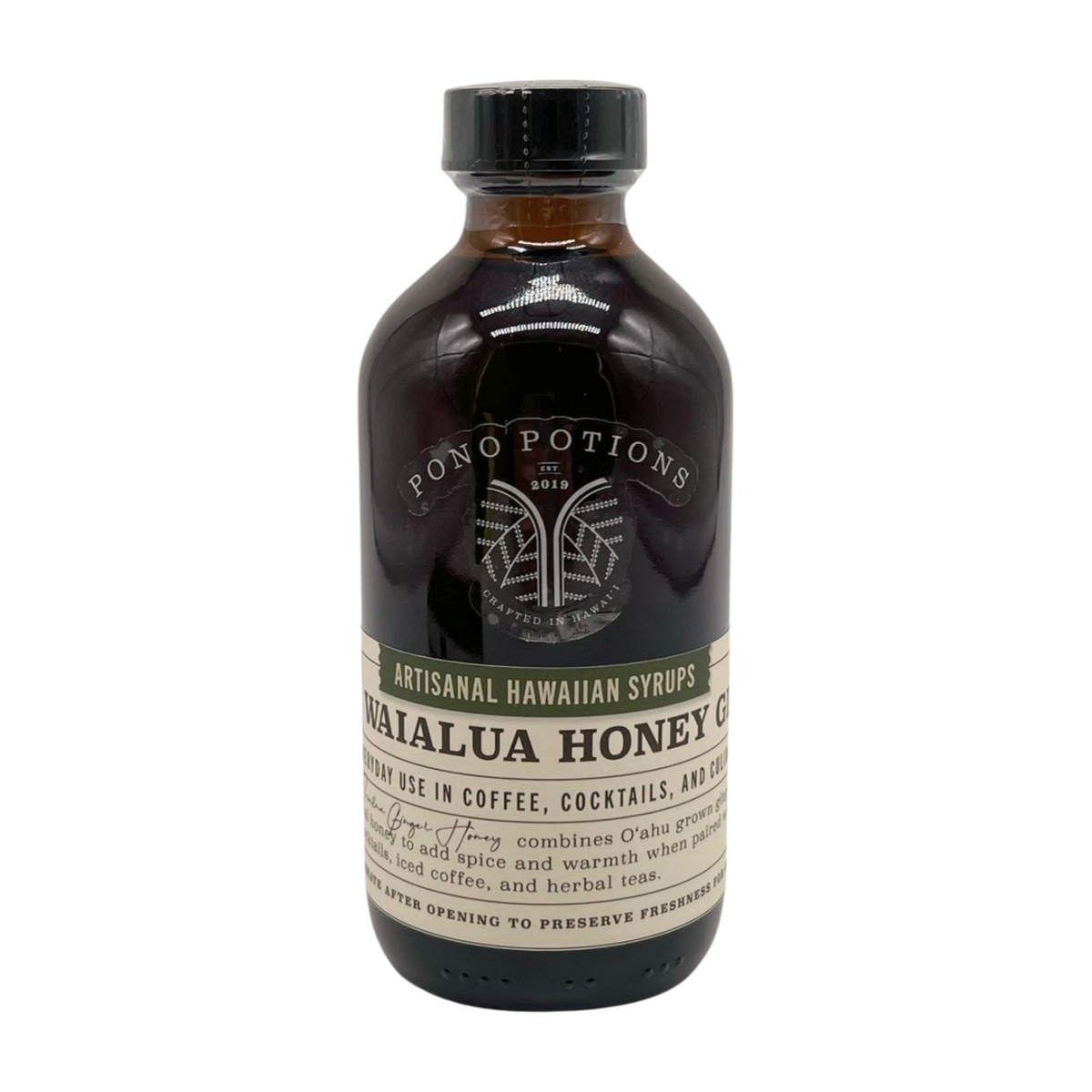 Pop-Up Mākeke - Pono Potions - Waialua Honey Ginger Syrup - Front View