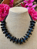 Pop-Up Mākeke - Akalei Designs - Black Orchid Hawaiian Haku Rose Petal Necklace Lei - Front View