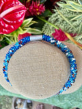 Pop-Up Mākeke - Akalei Designs - Blue, Topaz and White Dragon Scales Necklace Lei - Top View