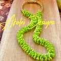 Pop-Up Mākeke - Akalei Designs - Bright Green Orchid Lei - Laid Down - With Logo
