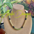 Pop-Up Mākeke - Akalei Designs - Chartreuse Green, Yellow, Brown Picasso Island Style Necklace - With Logo