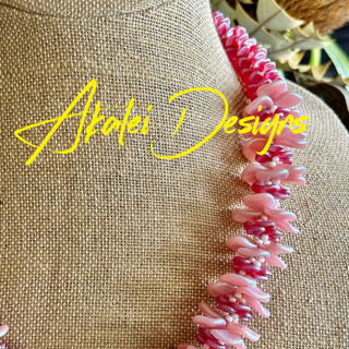Pop-Up Mākeke - Akalei Designs - Pink Ginger Lei - Rose Petal - Close Up - Logo