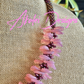 Pop-Up Mākeke - Akalei Designs - Pink Transparent Rose Petal Haku Lei Necklace - Close Up