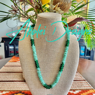 Pop-Up Mākeke - Akalei Designs - Segmented Sea Foam Green Nature's Dragon Scales Necklace - With Logo