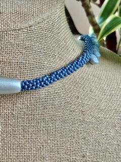 Pop-Up Mākeke - Akalei Designs - Sky Blue Briolette Drops - Hawaiian Necklace Lei - Close Up