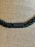 Pop-Up Mākeke - Akalei Designs - Transparent Red Picasso with Matte Black Dragon Scales "Kane" Necklace - Clasp