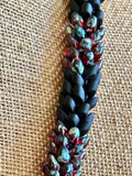 Pop-Up Mākeke - Akalei Designs - Transparent Red Picasso with Matte Black Dragon Scales "Kane" Necklace - Close Up