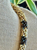 Pop-Up Mākeke - Akalei Designs - Yellow Picasso Dragon Scales w/ Transparent Topaz Beads Necklace - Close Up