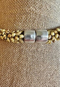 Pop-Up Mākeke - Akalei Designs - Yellow Picasso Dragon Scales w/ Transparent Topaz Beads Necklace - Magnetic Clasp