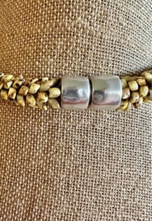 Pop-Up Mākeke - Akalei Designs - Yellow Picasso Dragon Scales w/ Transparent Topaz Beads Necklace - Magnetic Clasp