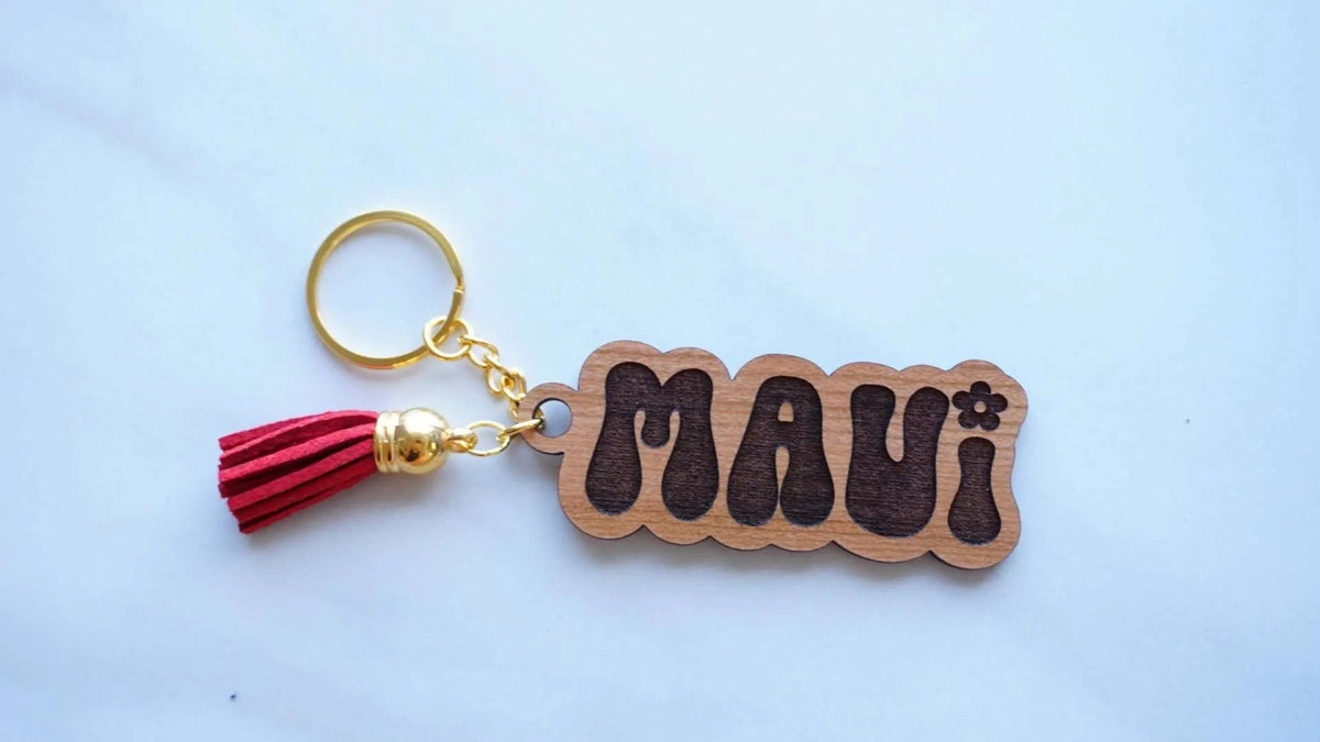 Pop-Up Mākeke - HI Darling Shop - Maui Keychain - Front View