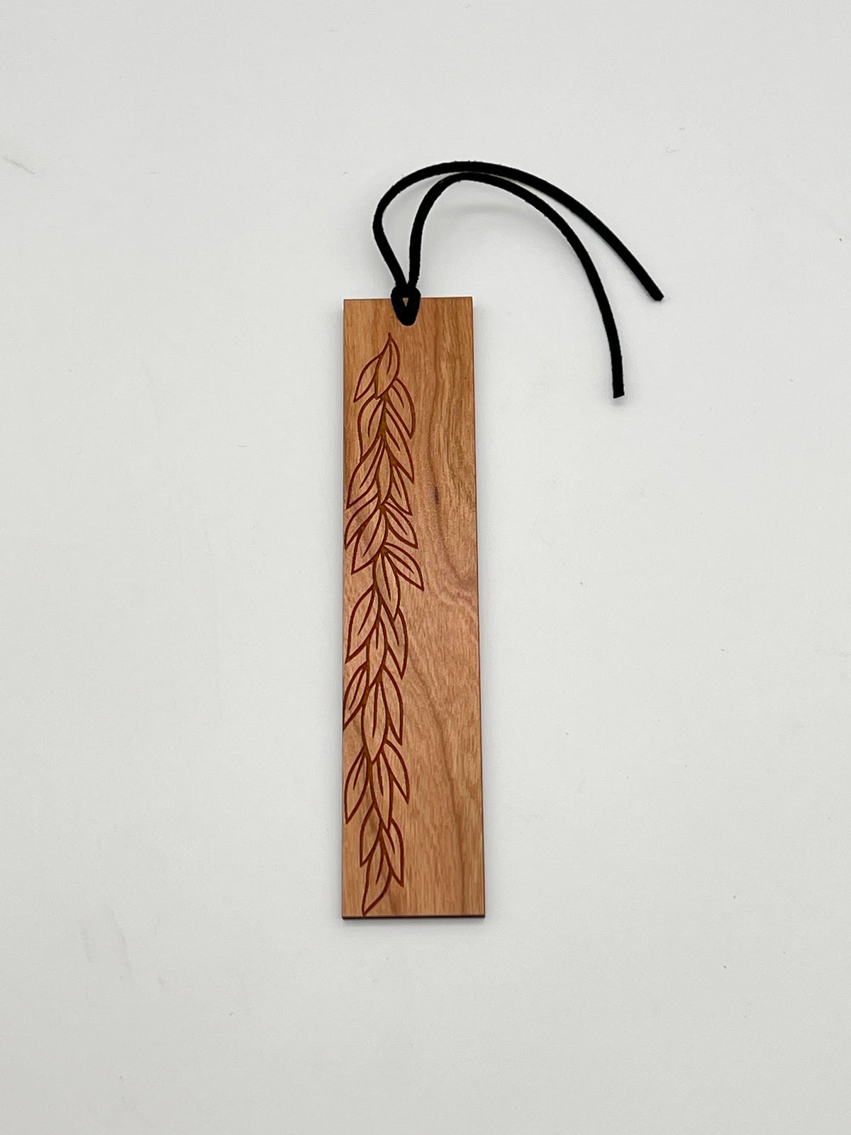 Pop-Up Mākeke - HI Darling Shop - Wood Pua Bookmark - Maile - Front View