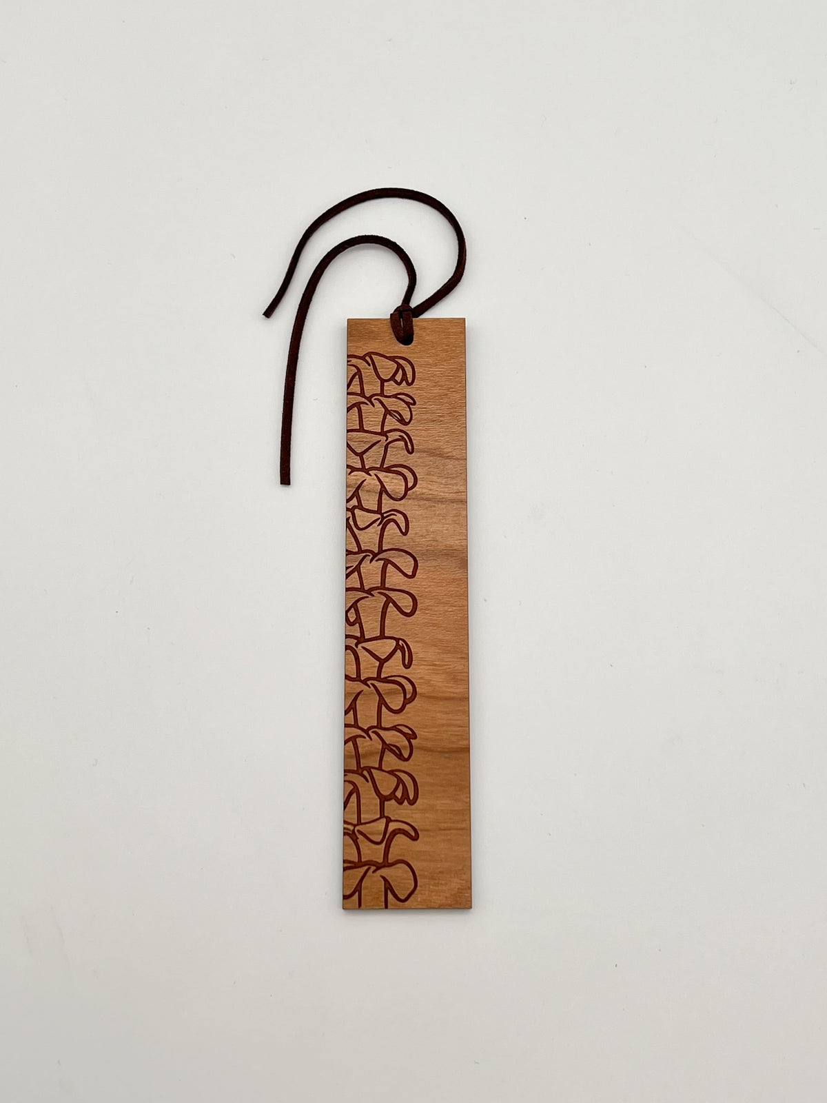 Pop-Up Mākeke - HI Darling Shop - Wood Pua Bookmark - Puakenikeni - Front View