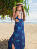 Pop-Up Mākeke - Lotus & Lime - Laka Maxi Dress - Baby Lehua in Royal - Side View