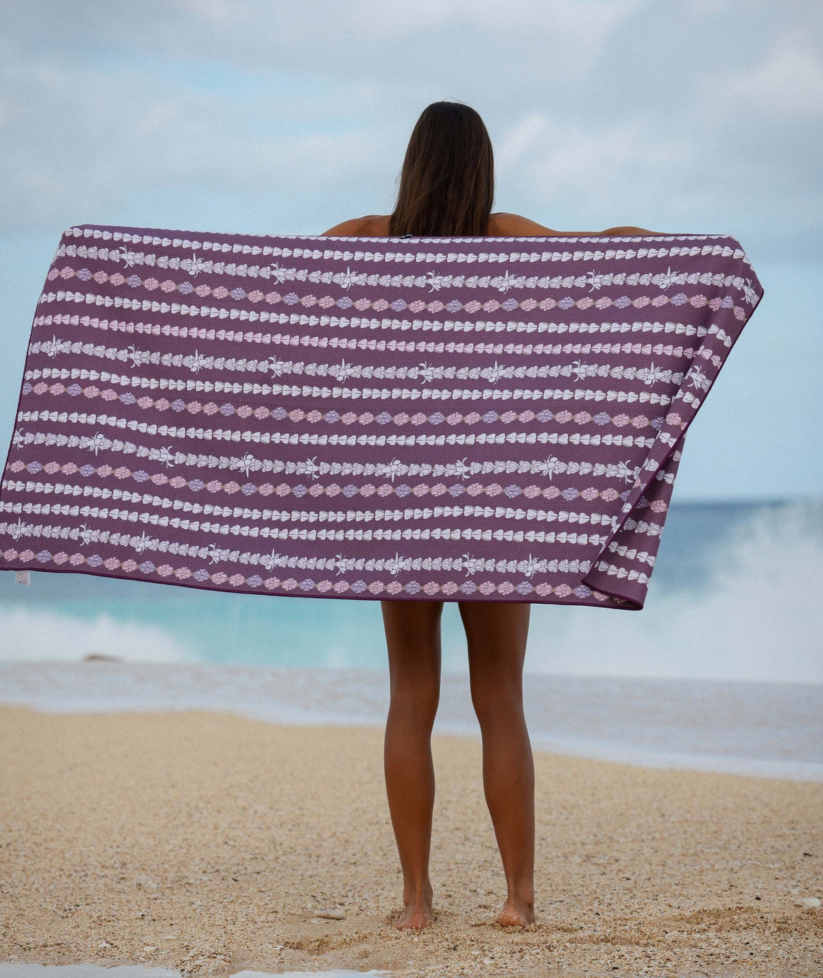 Pop-Up Mākeke - Tag Aloha - Beach Towel - Crown Lei - Front View