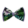 Pop-Up Mākeke - humBOWbarks Pet Wear - Small Double Bow Tie - Purple Hibiscus - Front View