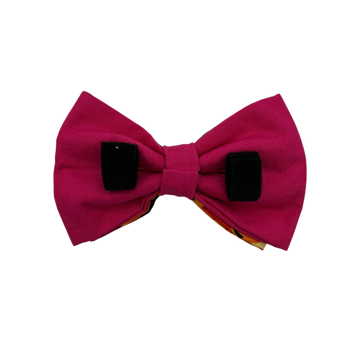 Pop-Up Mākeke - humBOWbarks Pet Wear - Small Double Bow Tie - Pink Hibiscus - Back View