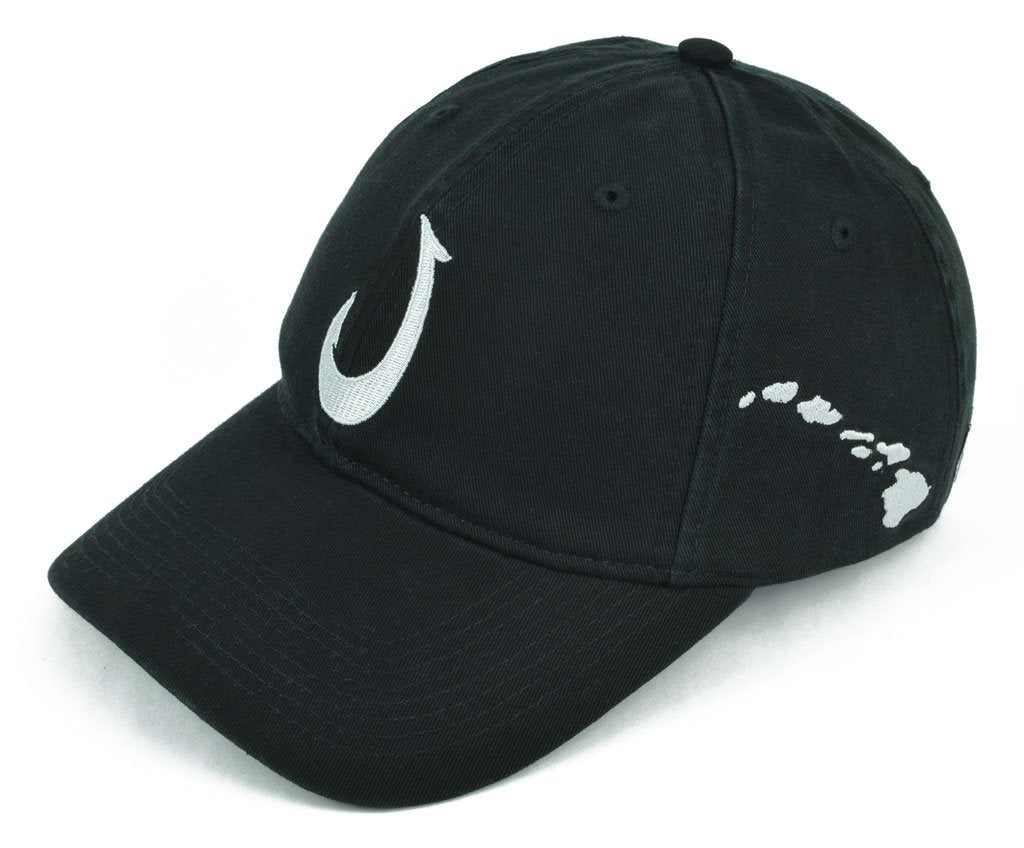 Pop-Up Mākeke - 808 Clothing - Hawaiian Hook Trucker Hat - Black - Side View
