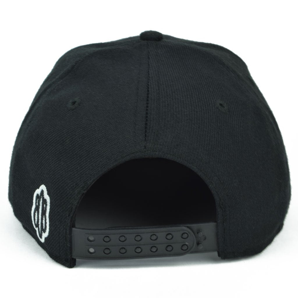Pop-Up Mākeke - 808 Clothing - Hawaiian Islands 3D Flat Bill Hat - Black - Back View
